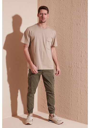 Buratti % 100 Pamuk Relaxed Fit Bisiklet Yaka Erkek T Shirt 5902605 Vizon