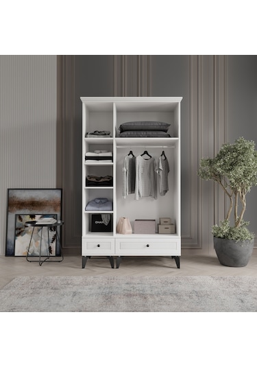 Beenal Nisa 3 Kapaklı Gardırop Dolap 120cm Beyaz-beyaz