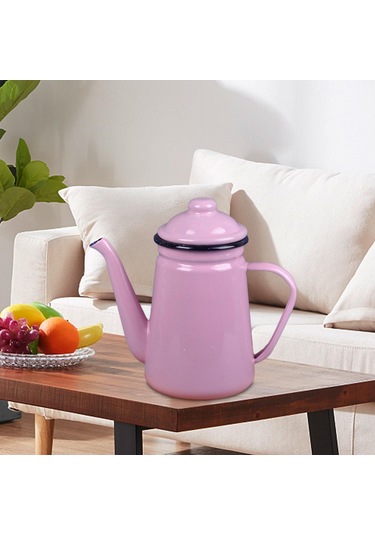 Suntek Magideal Emaye Çaydanlık Su Süt Isıtıcı Soba Ev Mutfak Açık Pembe