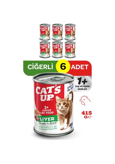 Cats Up Yaş Yetişkin Kedi Maması Ciğerli 415gr 6lı