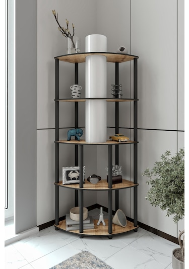 Conrad Lambader Köşe Kitaplık Çift Yön Kullanım Safir Meşe Meşe