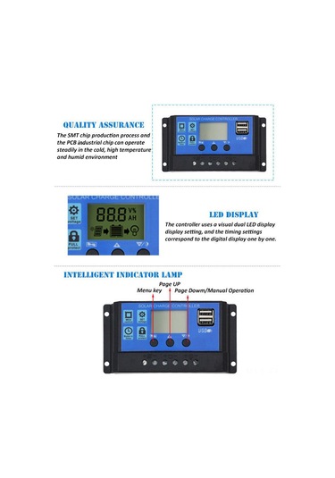 Xindoker 12v/24v Otomatik 100a Güneş Şarj Kontrol Cihazı, Usb Çıkışlı, Ayarlanabilir Deşarj Ve Şarj