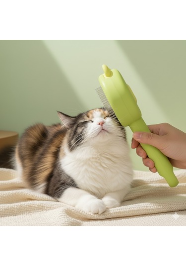 Metal Dişli, Kendini Temizleyen, Evcil Hayvan Bakım Fırçası - Yeşil