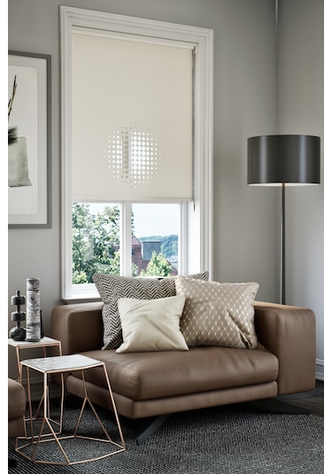 Lazer Kesim Mat Stor Perde, Lazer Kesimli Modern Serisi, M-9002 Ekru Renk Ekru