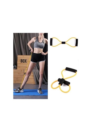 Ollevra Direnç Bandı 8 Şeklinde Yoga Plates Ve Vücut Geliştirme Egzersiz Bandı Sarı