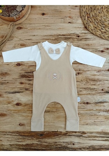 Vizon Rengi Kız Erkek Bebek Takımı - Oyuncaklı & Şapkalı 5'li Set - Altınbaşak - Pamuklu Vizon