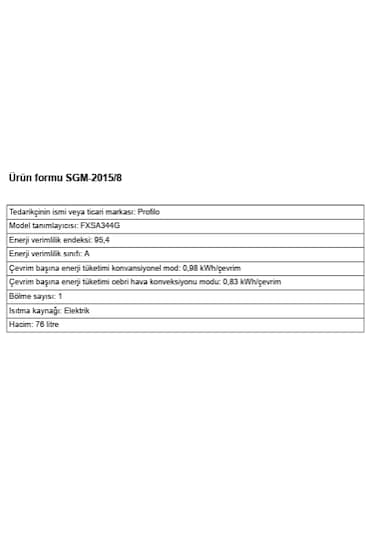 Profilo FXSA344G 76 LT Buhar Destekli Ankastre Fırın