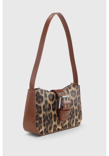 Kadın Leopar Desenli Tokalı Omuz Çantası 268 Leopar Desenli