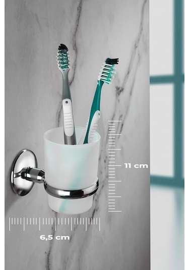 Krom Kaplama Diş Fırçalık Mat Plastik Hazneli S-105 Duvara Monte