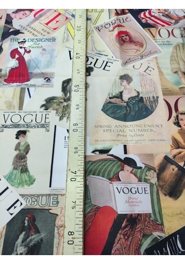Vogue Eski Dergi Kapakları Desenli Dijital Kumaş