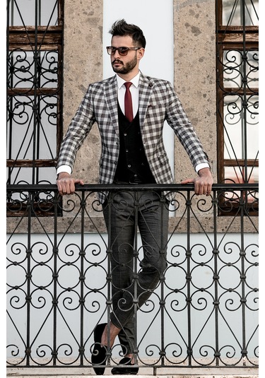 Sir Tek Ceket Ekose Regular Fit(434102097)