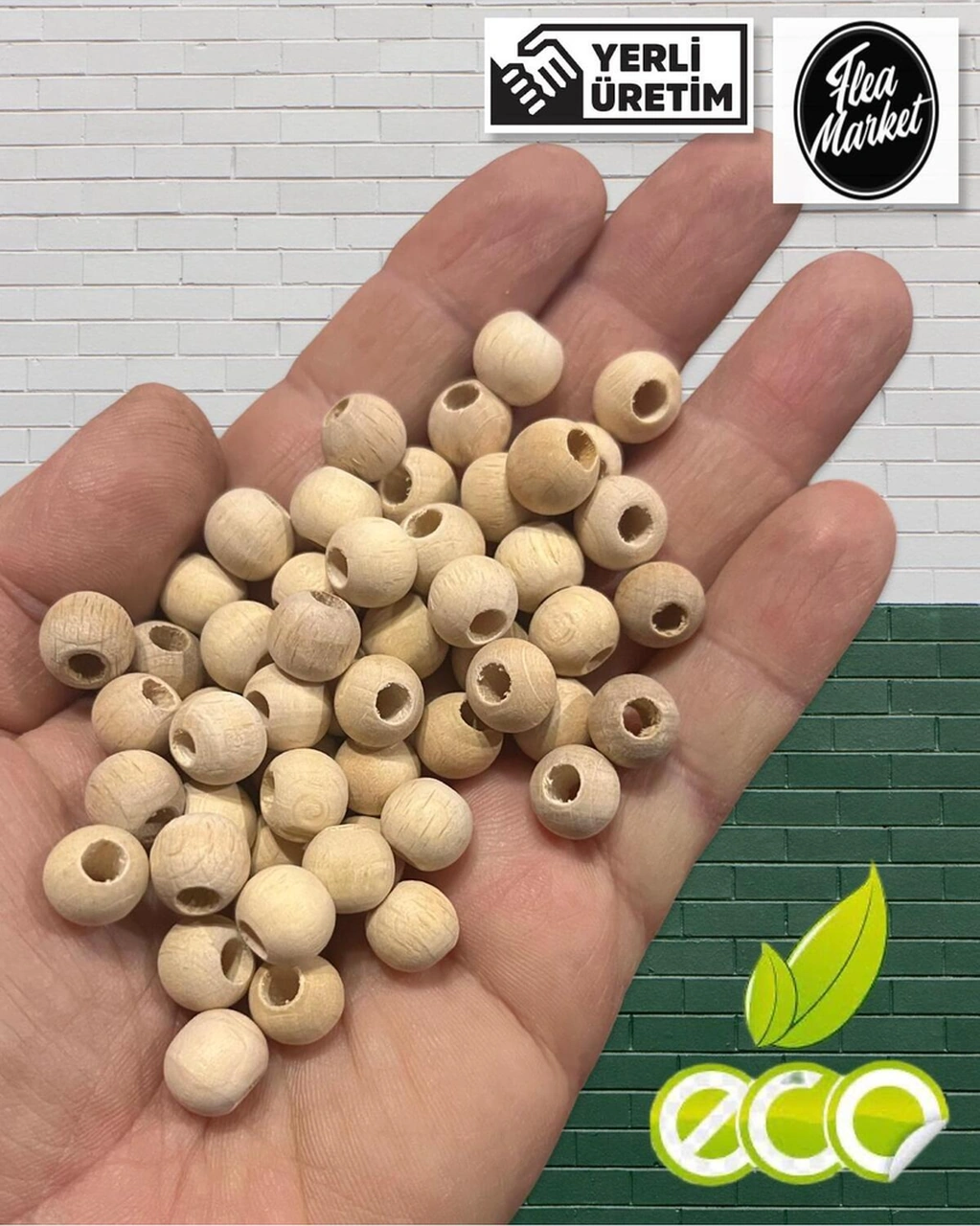 Ekonomik Paket 1 Kilo 10mm Ahşap Boncuk - Ham - Ort - 2500-3000 Adet