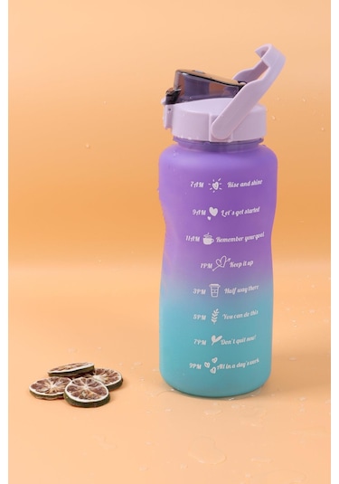 Pikas Motivasyonel Su Matarası Su Şişesi Suluk 2 Litre Tritan Spor Salonu Su Şişesi Bpa Içermez Suluk Çok Renkli