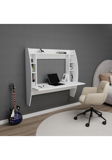 Arnetti Buğlem Duvara Monte Çalışma Bilgisayar Masası Beyaz
