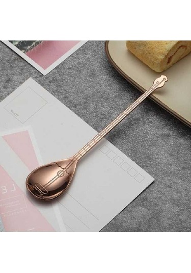 Dancemonkey Paslanmaz Çelik Küçük Enstrüman Şekli Kaşık Kahve Kaşığı Ahşap
