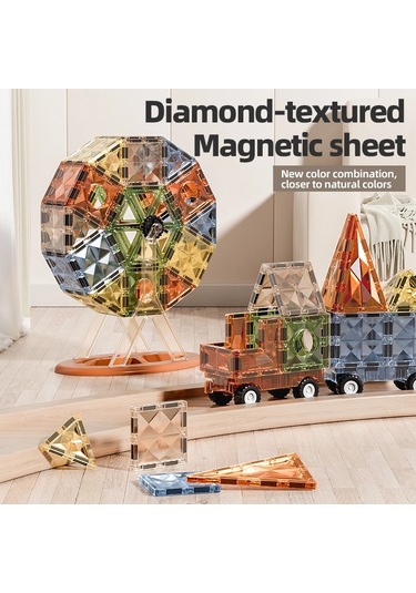 Karton Kutulu Doğal Renkler Magnetic Yapı Blokları 3d Puzzle 28 Parça 6.5 Cm