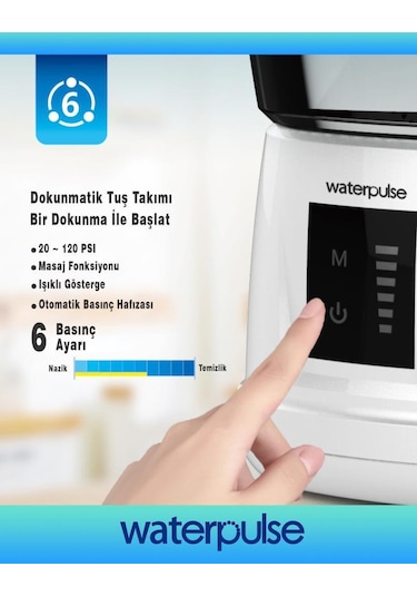 WaterPulse WP-V700Plus-W Profesyonel Masajlı Diş Protez Bakım ve Ağız Duşu