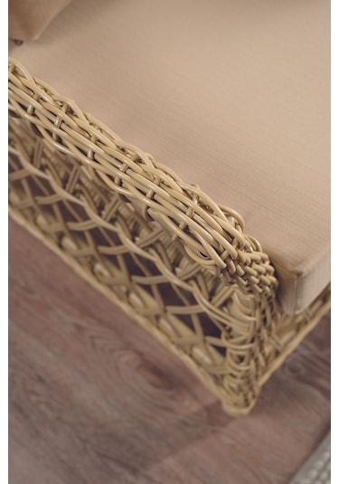 Icon Rattan Bahçe Balkon Oturma Takımı 2+1+1+camlı Masa Cappuccino Cappuccino