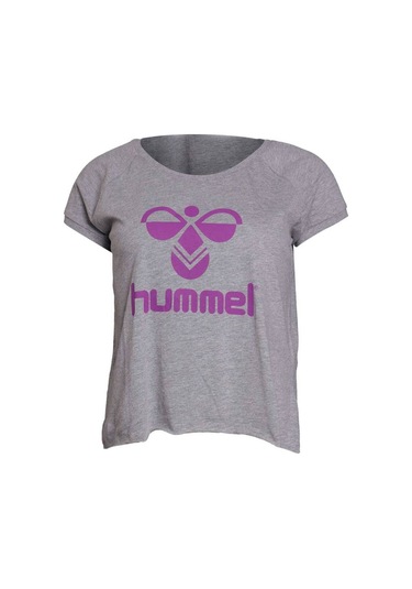 Hummel Callia Baskılı Bisiklet Yaka Kadın Tişört - Gri Gri - Mor