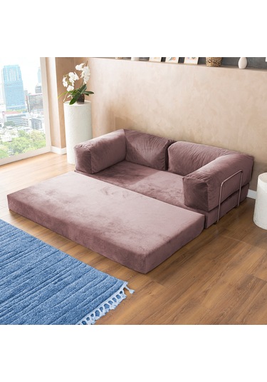 Argimo Godila Çok Amaçlı Sofa Çift Kişilik Yatak Koltuk Pembe
