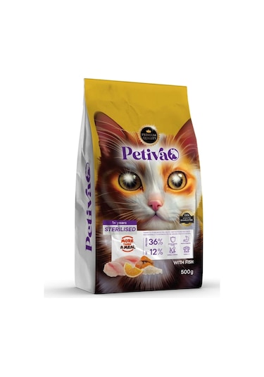 Petiva Kısırlaştırılmış Balıklı Yetişkin Kedi Maması 500 G