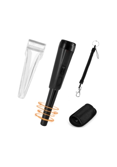 Lcd Ekran Metal Dedektörü Pinpointer El Pin Pointer Değnek Yetişkinler Çocuklar İçin Yaylı Tokalı Hazine Bulucu Probu Pilsiz - Siyah