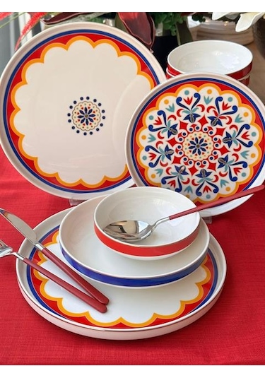 Yemek Takımı Modern Armada 24 Parça 6 Kişilik Renkli