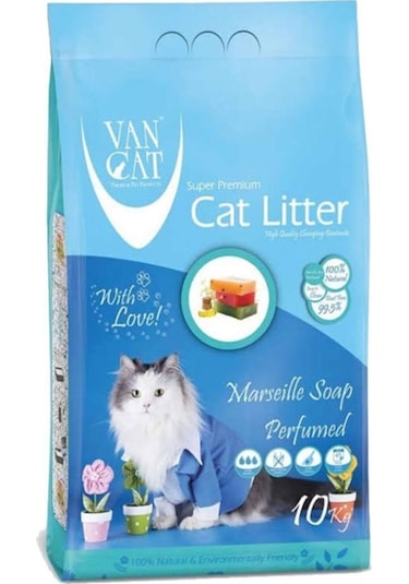 Vancat Marsilya Sabun Kokulu İnce Topaklaşan Kedi Kumu 10 KG