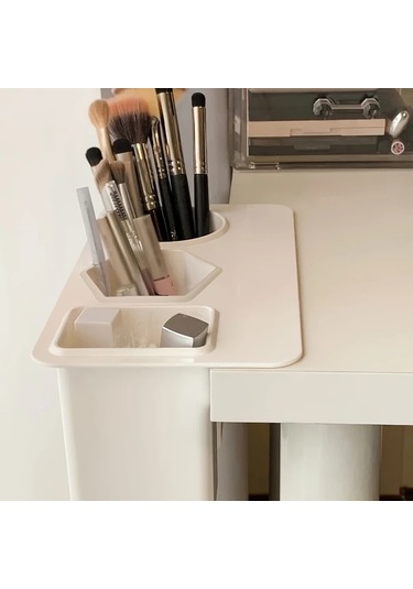 Lumaworld Siyah 1 Adet Büyük Kapasiteli Makyaj Fırçası Ve Ruj Organizer - Yapışkanlı Aksesuarlı Vanity Saklama Kutusu Siyah