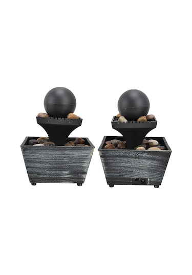 Hangfox Ev Ofis Masaüstü Su Feneri - Usb Pilli Plastik Dekoratif Alet - Led Işıklı Doğal Akıntı Sesli Ornament