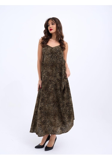 Moderie Butik 6250 Elbise-siyah Haki Altın