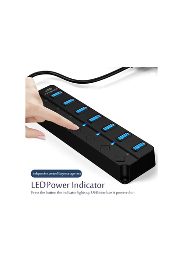 Usb 3.0 Çoklu Usb Splitter Hub Usb Hub 2.0 Kullanım Güç Adaptörü 4/7 Port Çoklu Black-2.0-7 Ports