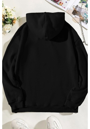 Chen Üzümlü Kekim Baskılı Sweatshirt Siyah