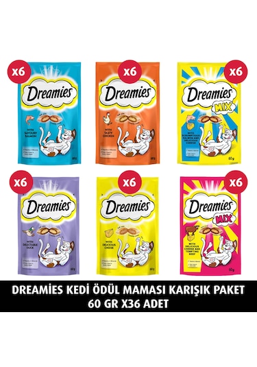 Dreamies Karışık Paket Kedi Ödül Maması 36 x 60 G