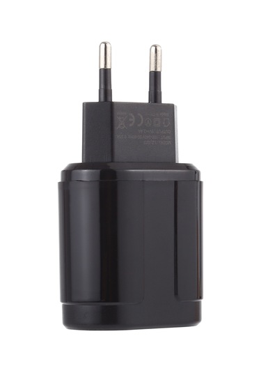 Lz-022 5v 2.4a Çift Usb Bağlantı Noktalı Seyahat Şarj Cihazı, Ab Fiş Siyah