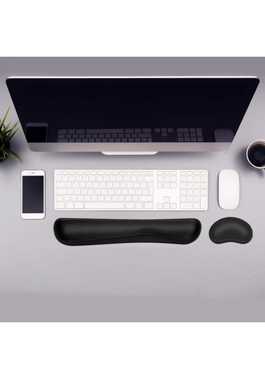 Bilek Destekli Mouse Pad, Kaymaz Ergonomik Bilek Destekli Siyah
