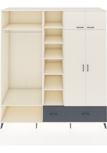 Kronos Dolap 12 Raflı 2 Çekmeceli 2 Askılı 220x59x243 Aytaşı-aytaşı/antrasit Aytası/antrasıt