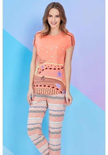 Roly Poly Kadın Kısa Kollu Bisiklet Yaka Pijama Takımı (3259)