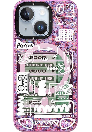 iPhone Uyumlu 15  Kılıf Magsafe Şarj Özellikli Youngkit Dark Matter Serisi Kapak Pembe