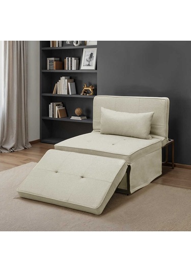 Cube Katlanır Yataklı Puf - Vizon 96x189x42.5 / 96x168x92.5 Cm Bej