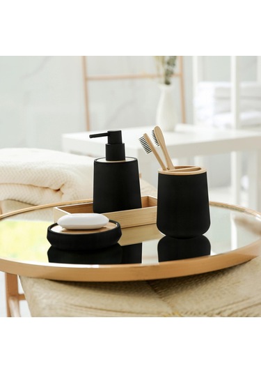 Suntek Evler Için 4 Adet Banyo Aksesuarları Seti Dekoru, Siyah Siyah Diğer