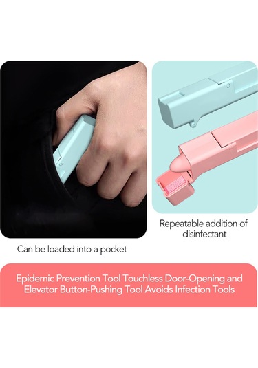 Konesam Pembe Kapı Ve Asansör Düğmesi Dokunmadan Açma Aleti - Abs Malzeme - Enfeksiyon Önleyici Mini Araç Pembe