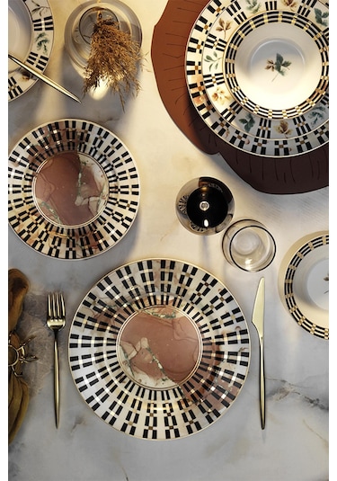 Kütahya Porselen Bone Kalipso 24 Parça 6 Kişilik Yemek Takımı 124