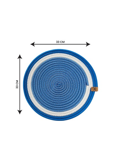 6 Lı Yuvarlak Supla Takımı Kolay Temizlenebilir, Modern Sofralar İçin Beyaz - Mavi