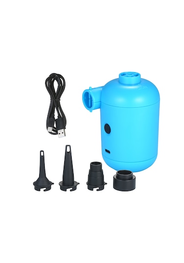 Lemestar Usb Girişli 5v Dc Elektrikli Hava Pompa - Pvc Materyal, Mavi Renk, 4 Fişli - Kayık, Yatak Ve Divan Hava Doldurucu