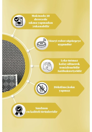 Antrasit Gri Kaymaz Tabanlı Kesme Yolluk Kabartmalı Koridor Mutfak Salon Halısı