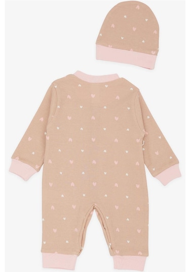 Breeze Kız Bebek Tulum Renkli Kalp Desenli 0-3 Ay-6 Ay, Açık Kahverengi-Açık Kahverengi