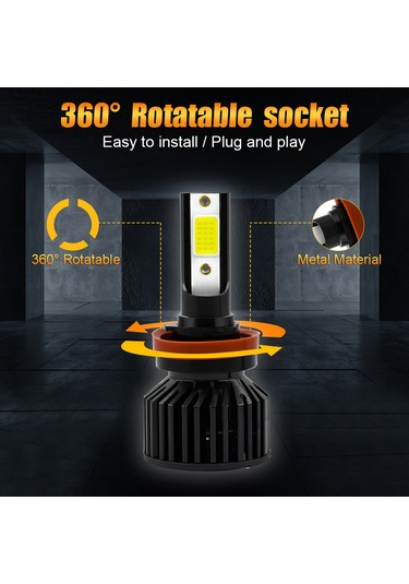 Geeksen H11 Arayüzlü 6000k Soğuk Beyaz Led Araç Farı Seti - 8000lm Parlaklık, Ip67 Su Geçirmez, Fanlı Soğutma, Plug & Play