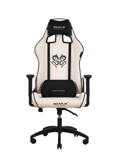 Rio Plus Balerion Terletmez Kadife Kumaş Beyaz Gaming Oyuncu Koltuğu -3 Beyaz