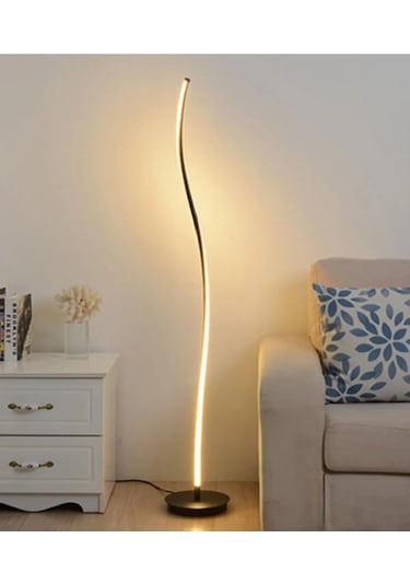 Modern Kıvrımlı Siyah Kasa 3 Renk Lambader Siyah